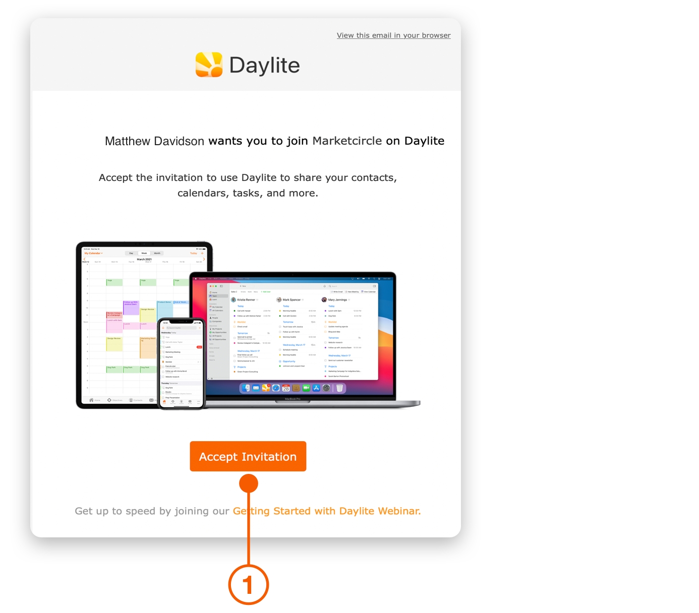 A Daylite Invitation email
