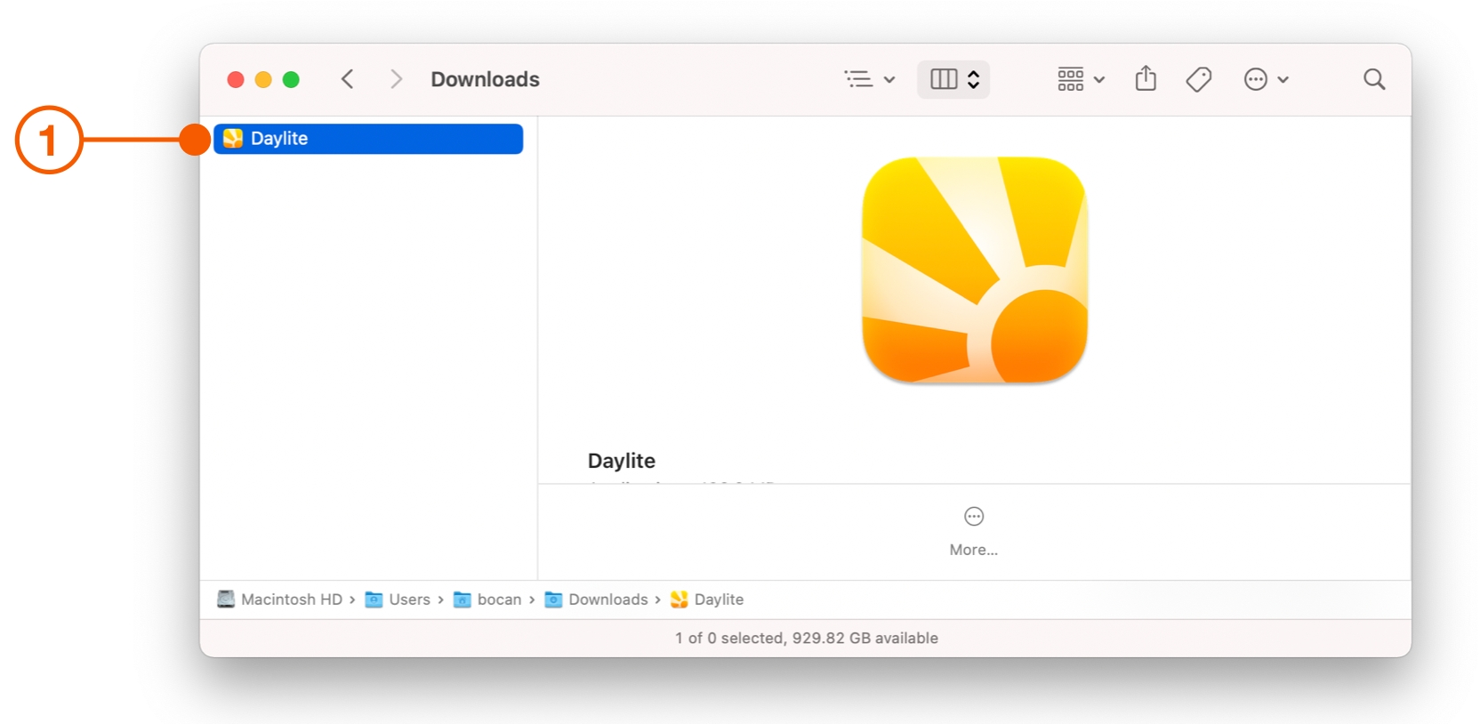 Applications folder with Daylite app selected